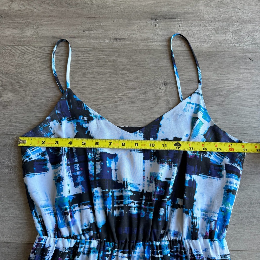 Vince Camuto Blue Black White Abstract Print Midi Dress - Picture 3 of 9